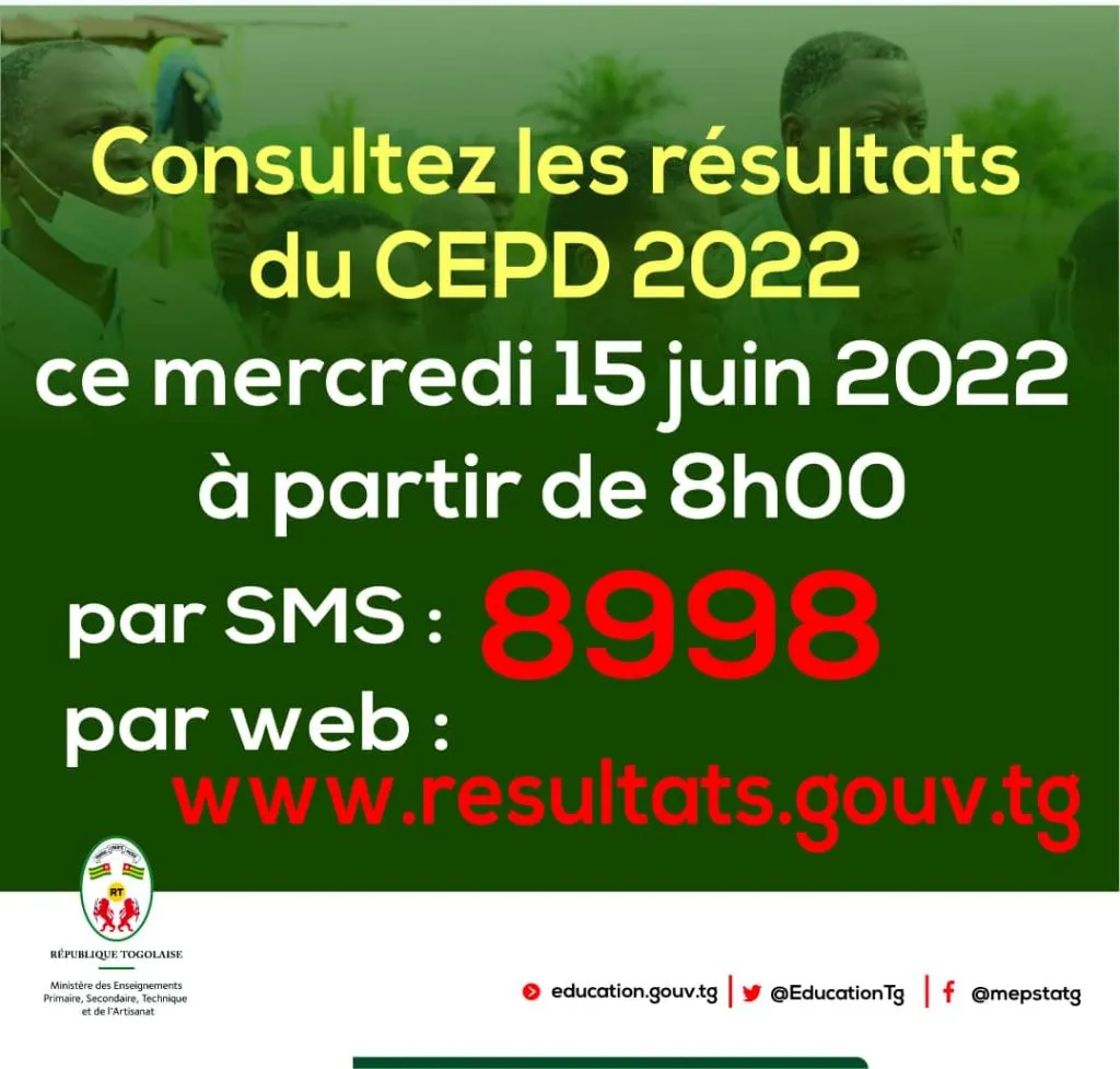 Résultats CEPD 2022 Togo :Comment consulter les résultats